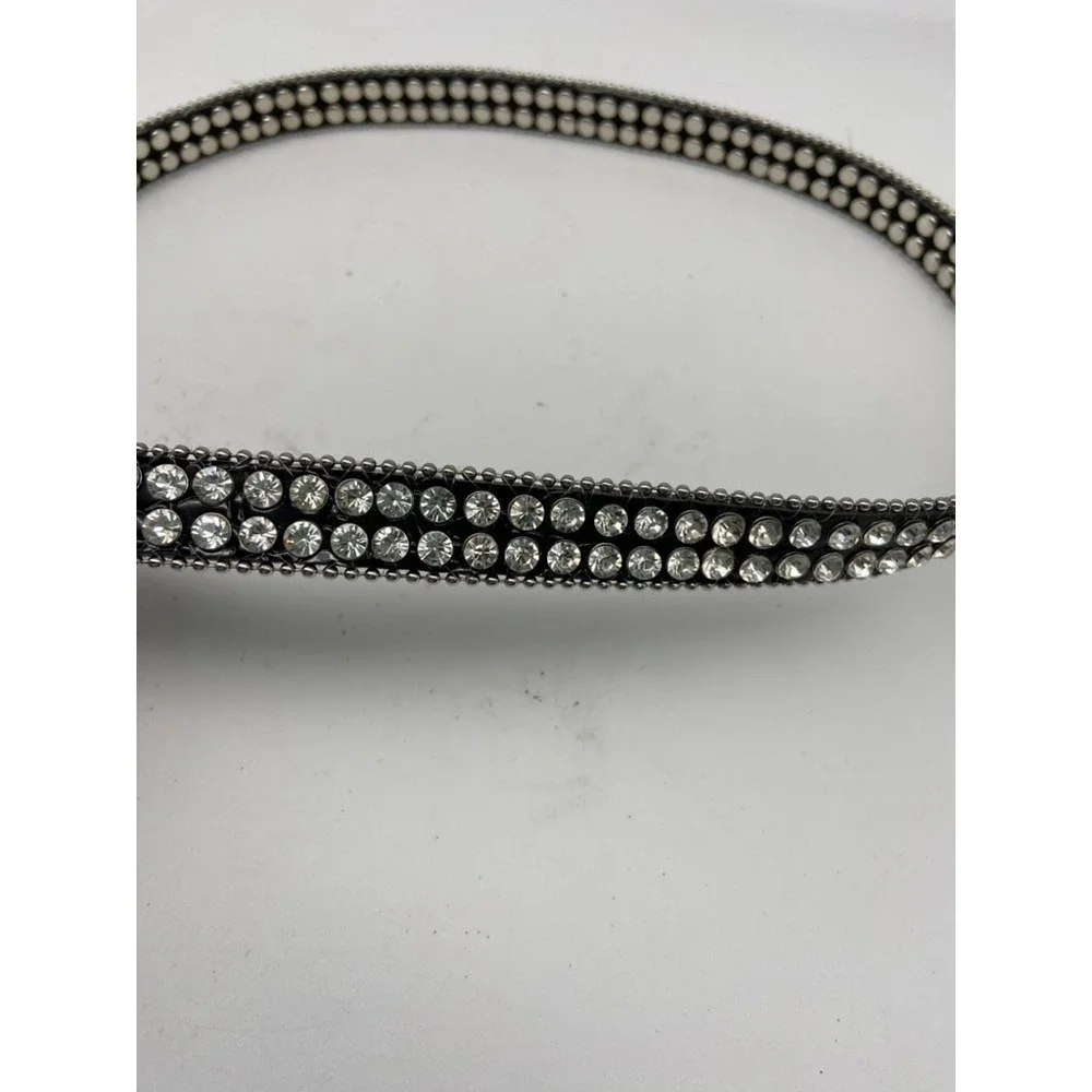 Boutique Rhinestone Belt Womens Sz SM Bling Crystal Studded Fashion Silver Black